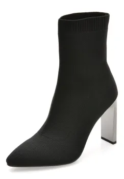 Botine elegante EPICA negre, C5595, din material textil imagine