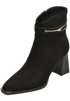 Botine elegante EPICA negre, D418, din piele intoarsa imagine