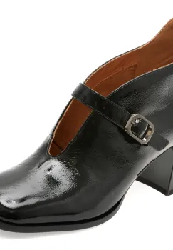 Botine elegante EPICA negre, E227, din piele naturala lacuita imagine