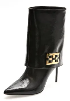 Botine elegante EPICA negre, HK44, din piele naturala lacuita imagine