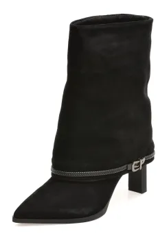Botine elegante EPICA negre, M1212B, din piele intoarsa imagine