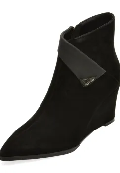 Botine elegante EPICA negre, M152B, din piele intoarsa imagine