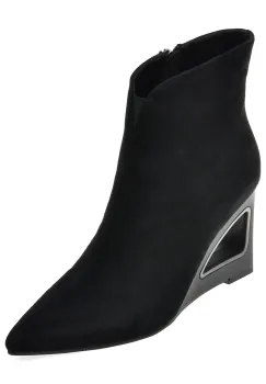 Botine elegante EPICA negre, X2H77, din piele intoarsa imagine
