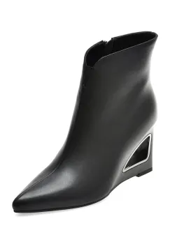 Botine elegante EPICA negre, X2H77, din piele naturala imagine