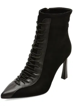Botine elegante EPICA negre, X5H512, din piele intoarsa imagine