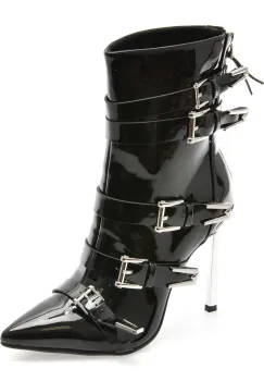 Botine elegante FLAVIA PASSINI negre, C2137, din piele naturala lacuita imagine