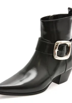 Botine eleganti EPICA PREMIUM negre, B084, din piele naturala imagine