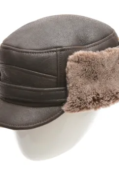 Caciula KLOP maro, 13K, din piele naturala imagine