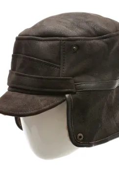 Caciula KLOP maro, 13K, din piele naturala imagine