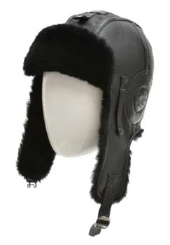 Caciula KLOP neagra, 041K, din piele naturala imagine