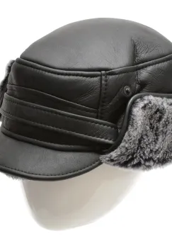 Caciula KLOP neagra, 13K, din piele naturala imagine