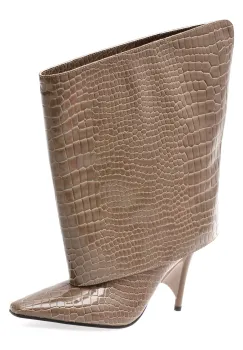 Cizme elegante EPICA gri, A0910, din piele ecologica imagine