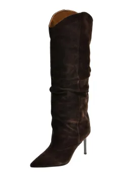Cizme elegante EPICA maro, H676, din piele intoarsa imagine