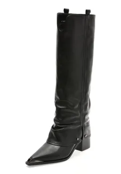 Cizme elegante EPICA negre, W1166, din piele naturala imagine