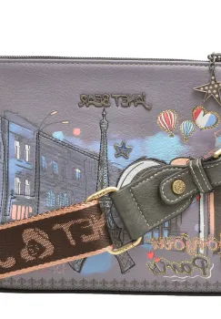 Geanta JANET DENESE multicolor, PARIS DREAM, din piele ecologica imagine