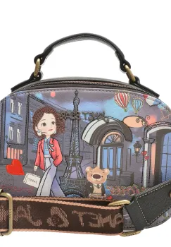 Geanta JANET DENESE multicolor, PARIS DREAM, din piele ecologica imagine