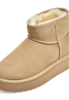 Ghete EMU bej, STINGER MICRO FLATFORM, din piele intoarsa imagine