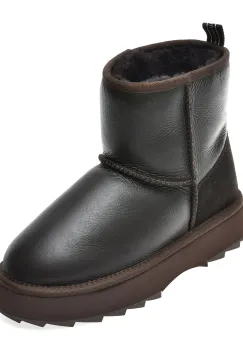 Ghete EMU maro, SHARKY MINI TOWN FLATFORM, din piele naturala imagine