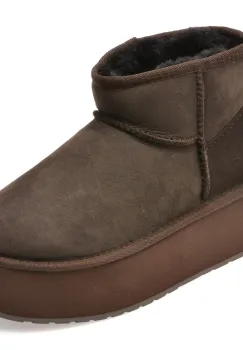 Ghete EMU maro, STINGER MICRO FLATFORM, din piele intoarsa imagine