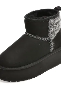 Ghete EMU negre, STINGER KNIT FLATFORM, din piele intoarsa imagine