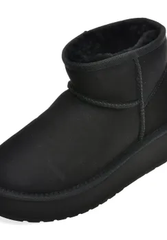 Ghete EMU negre, STINGER MICRO FLATFORM, din piele intoarsa imagine