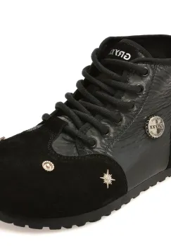 Ghete GRYXX negre, 5K688, din material textil si piele naturala imagine