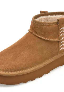 Ghete O-JOO maro, BRITNEY, din piele intoarsa imagine