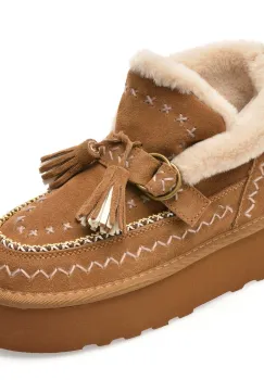 Ghete O-JOO maro, GWEN ETNO, din piele intoarsa imagine