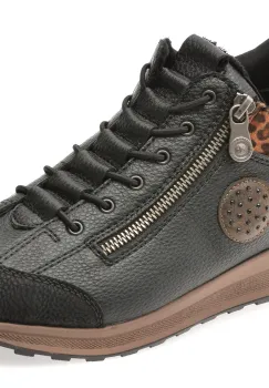 Ghete RIEKER negre, N1457, din piele ecologica imagine