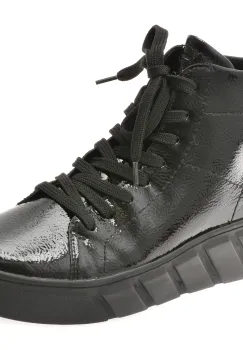 Ghete RIEKER negre, W2661, din piele naturala lacuita imagine