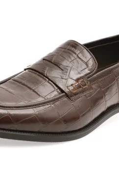 Mocasini BITE THE BULLET maro, 2822, din piele croco imagine