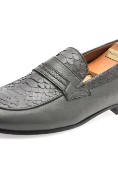 Mocasini eleganti LE COLONEL gri, 45860, din piele naturala imagine