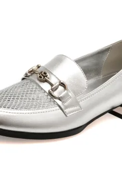 Mocasini EPICA argintii, H138, din piele naturala imagine
