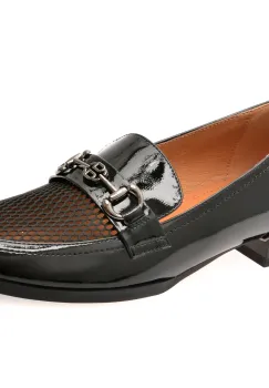 Mocasini EPICA negri, H138, din piele natuala lacuita imagine