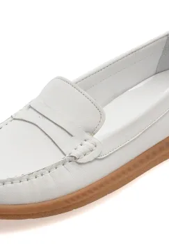 Mocasini FLAVIA PASSINI albi, 24101, din piele naturala imagine