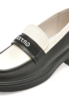 Mocasini GRYXX alb-negru, 23012, din piele naturala imagine