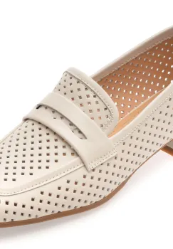 Mocasini IMAGE albi, HR364, din piele naturala imagine