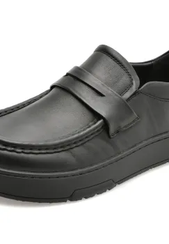 Mocasini OTTER negri, F0012, din piele naturala imagine