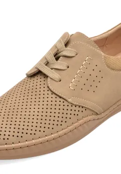Pantofi BITE THE BULLET bej, H696, din piele naturala imagine