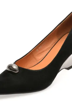 Pantofi elegante EPICA negri, H1911, din piele intoarsa imagine