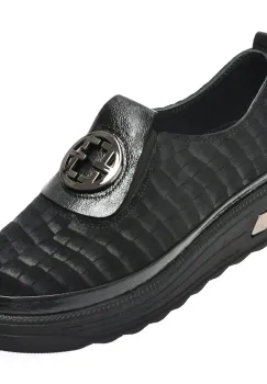 Pantofi IMAGE negri, 15704, din piele intoarsa imagine
