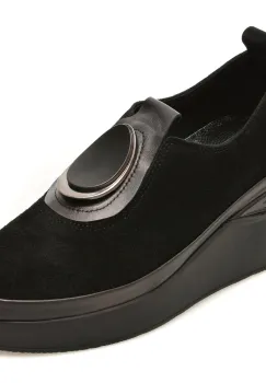 Pantofi IMAGE negri, 2422450, din piele intoarsa imagine