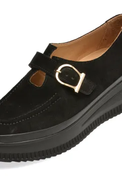 Pantofi IMAGE negri, 381147, din piele intoarsa imagine