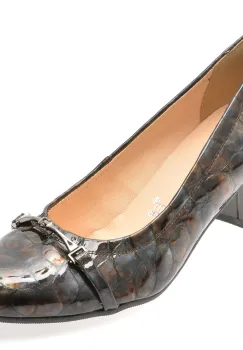 Pantofi IMAGE negri, 6360, din piele croco imagine