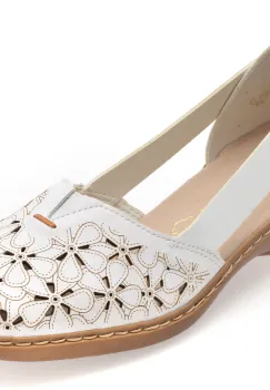 Pantofi RIEKER albi, 41356, din piele naturala imagine