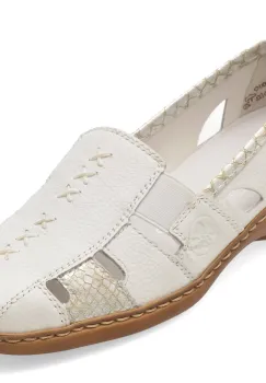 Pantofi RIEKER albi, 41385, din piele naturala imagine