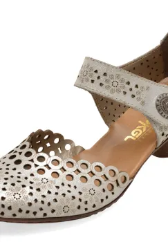 Pantofi RIEKER argintii, 43753, din piele naturala imagine