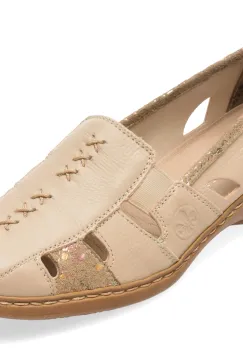 Pantofi RIEKER bej, 41385, din piele naturala imagine