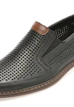 Pantofi RIEKER negri, 13459, din piele naturala imagine