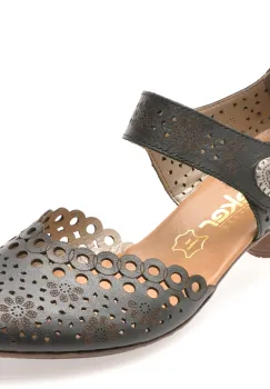 Pantofi RIEKER negri, 43753, din piele naturala imagine